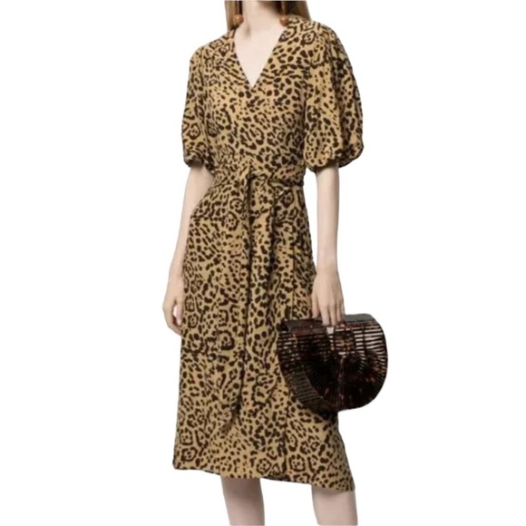Faithful The Brand Elfrida Leopard Print Wrap Dress - Picture 1 of 15